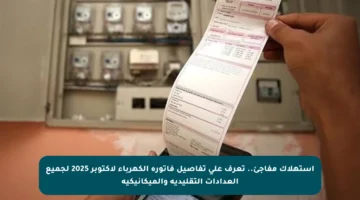 استهلاك مفاجئ.. تعرف على تفاصيل فاتورة الكهرباء لأكتوبر 2025 لجميع العدادات التقليدية والميكانيكية